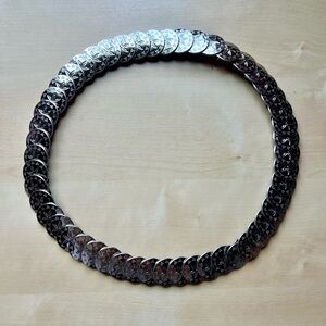 Silver Metallic Sand Dollar Medallion Cinch Belt Retro Boho One Size